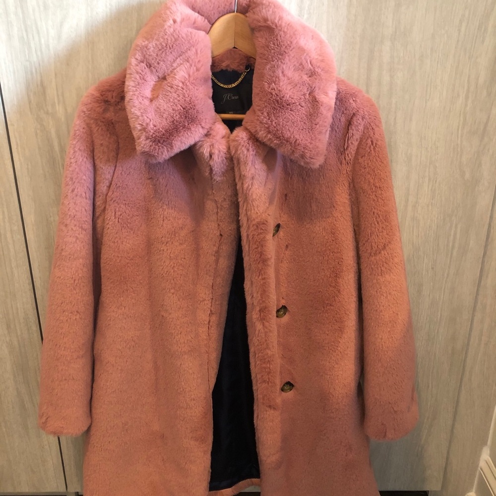 Jcrew Pink Faux Fur Plush Coat XS